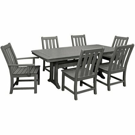 POLYWOOD 7-Piece Slate Grey Dining Set with Table and 6 Chairs. 633PWS3431GY